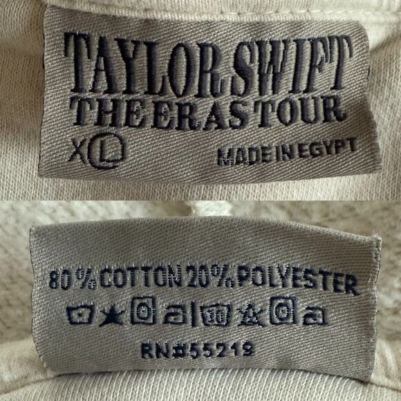Official Taylor Swift The Eras Tour Cream Hoodie Size XL Multicolor Graphic Back - Picture 4 of 5